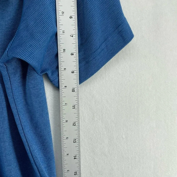 Columbia T-Shirt Men's Sz M Blue Striped Crew Neck Printed Logo Short Sleeves - Picture 4 of 12